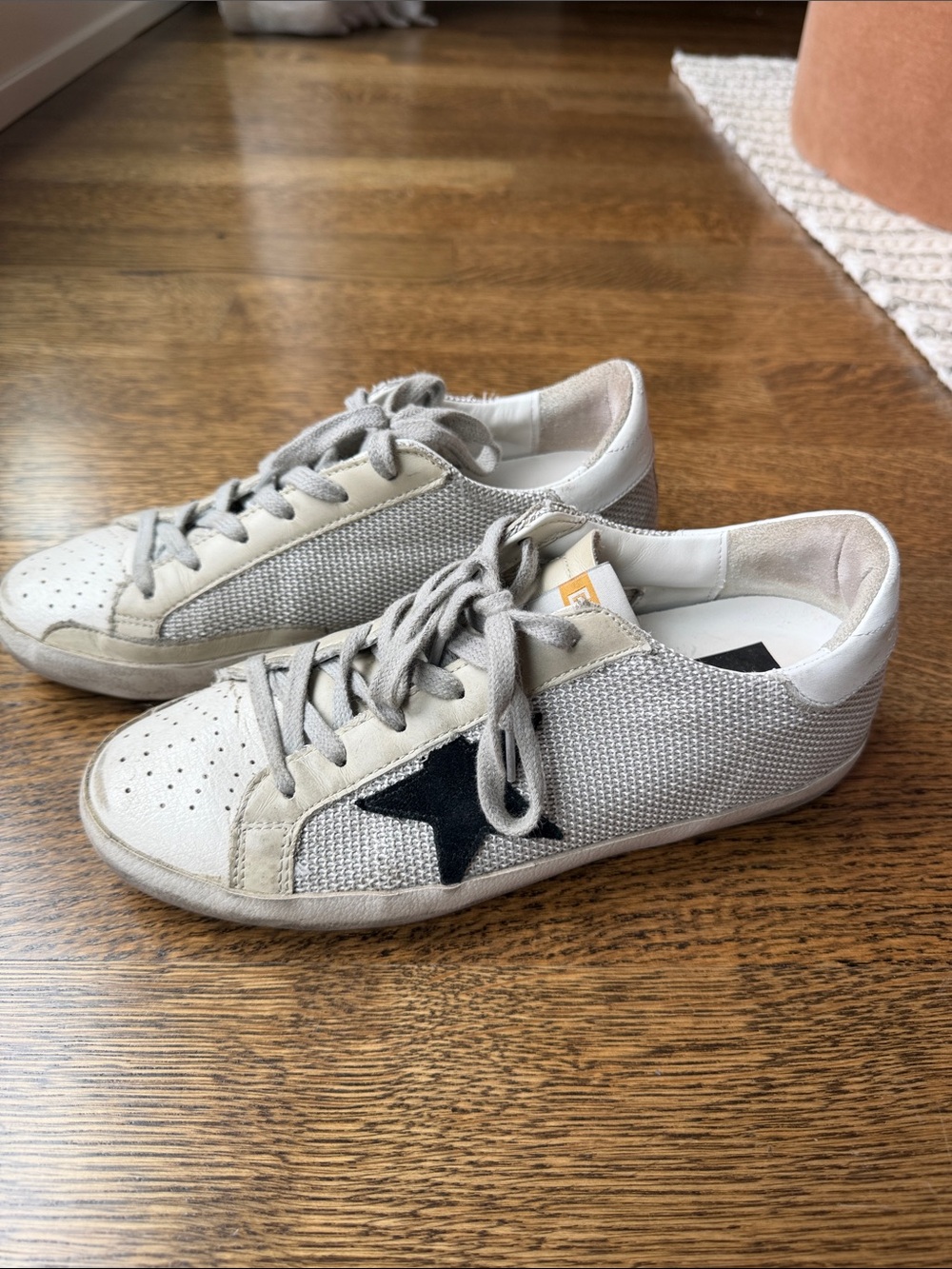 Golden Goose Off-White Sneakers with Black Star. Sz 38